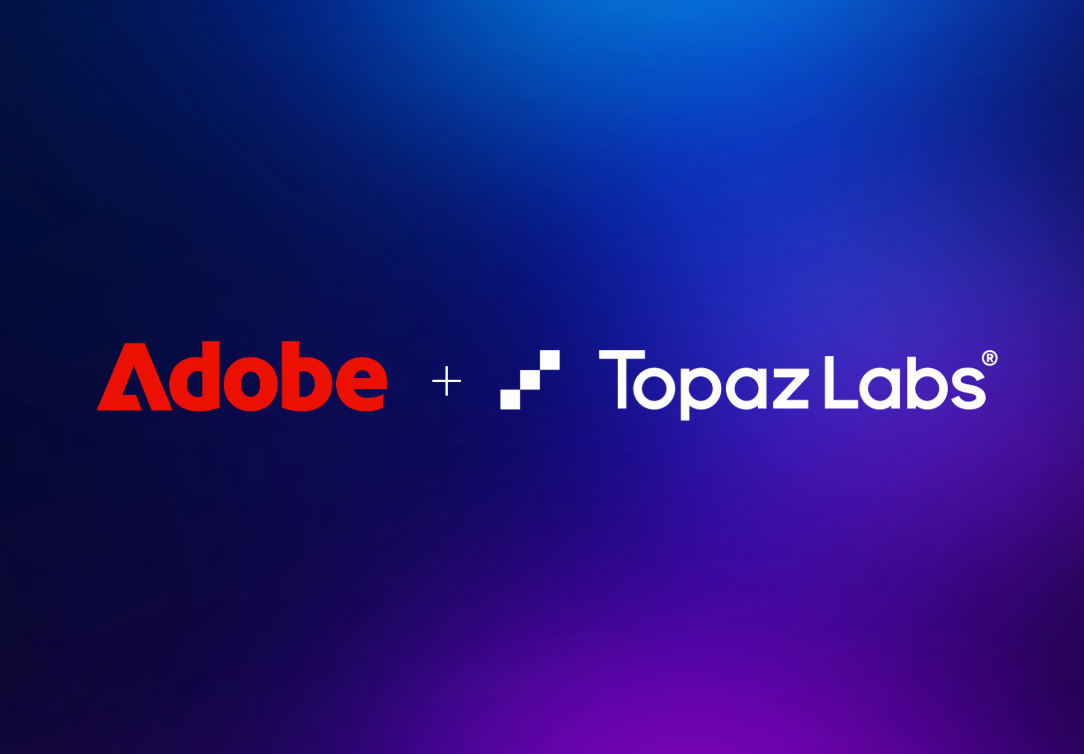 Adobe and Topaz Labs logos announcing Adobe’s completed acquisition of Topaz Labs